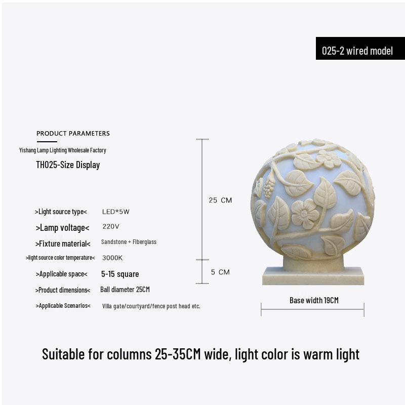 

Waterproof Solar Garden Sandstone Pillar Light for Outdoor Lawn and Villa Gate