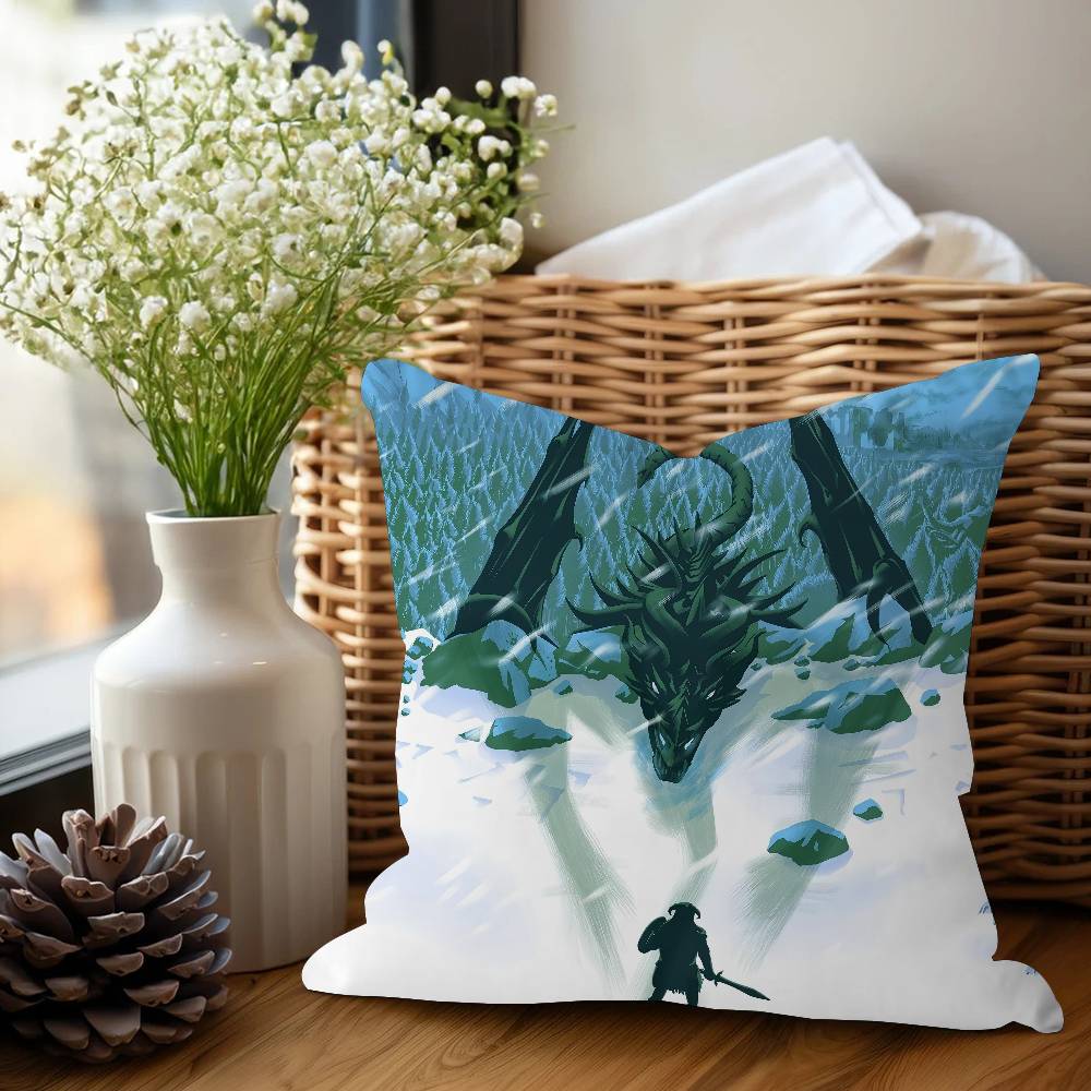 The E-Elder S-Scrolls V Skyrim Office Cushion Pillowcase Car Cushion Cover45X45CM Lumbar Pillowcase Sofa Pillowcover