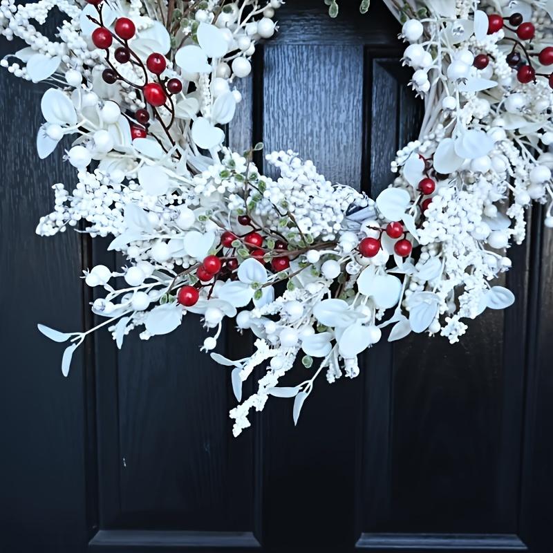 Spring Red Berry Christmas Wreath Winter Wreath Gift, Great Berry Wreath for Front Door, Farmhouse Outdoor Christmas and Winter 17.72inch белый