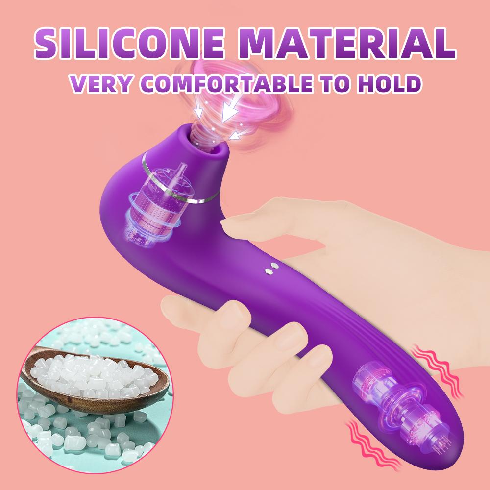 Vibrator Sucking Female Masturbator FairyKiss Vagina and Clitoral Dual Stimulator G-Spot Handheld Clitoral Massager 2 In 1 Adult Sex Toy Red Purple