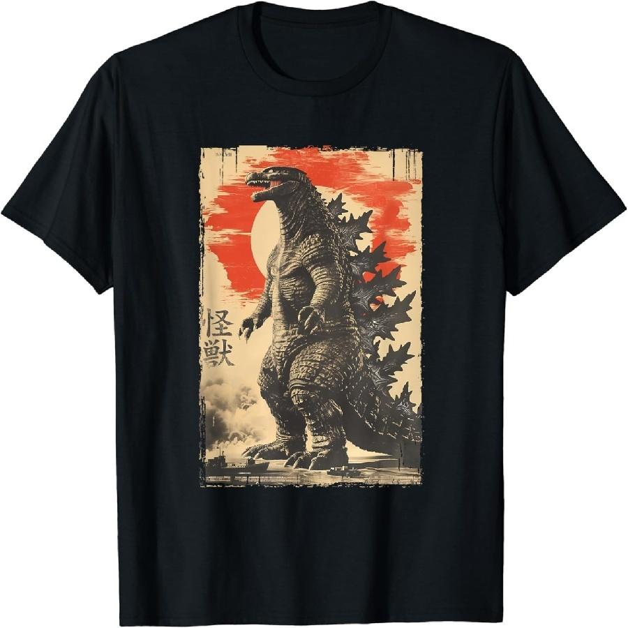 

Figured Retro Vintage Japanese Art Rare Kaiju T-Shirt Funny Graphic Tshirt Novelty Tee (Black, M) XXXXXL чорний