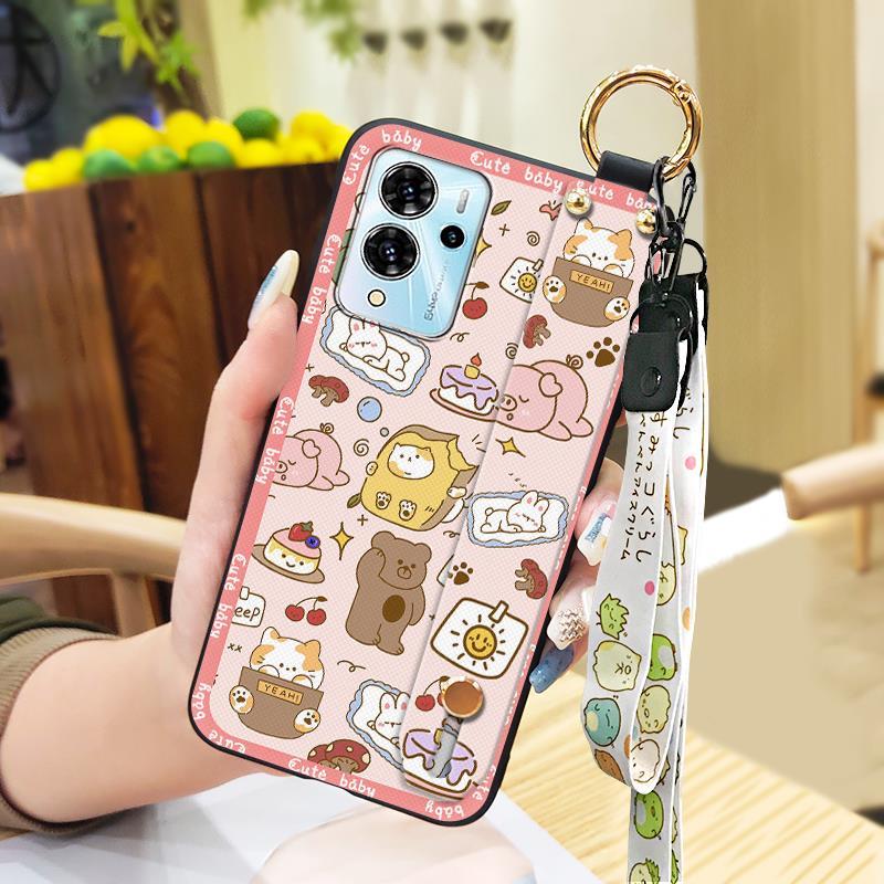 Dirt-resistant Ring Phone Case For ZTE Blade V40 Pro Protective Cute Kickstand Wrist Strap Shockproof Back Cover Durable