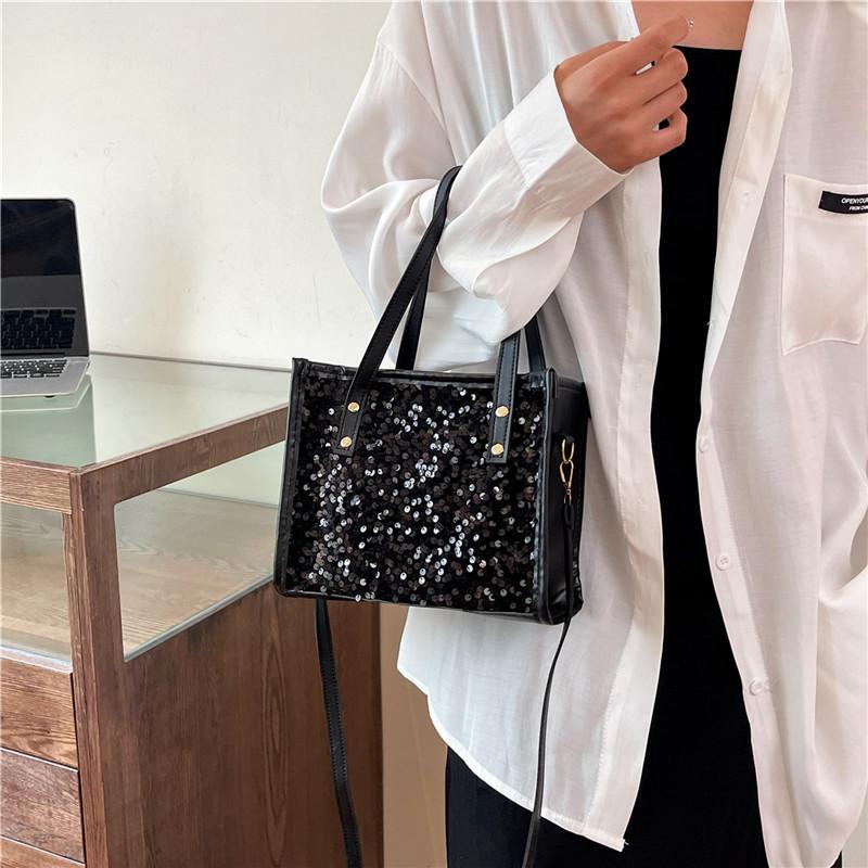 Pu Women's Bag Small Square Bag Handbag New Shoulder Bag Sweet Sequined Messenger Bag Bag Bag