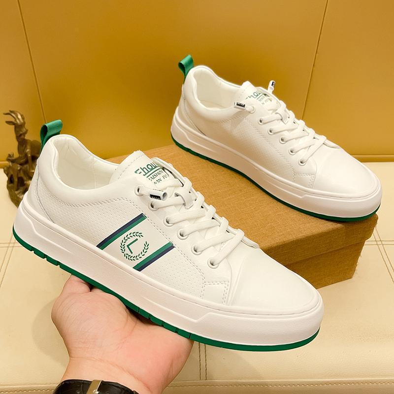 Fashion four seasons trend white shoes comfortable men's board shoes first layer cowhide pigskin men's leisure
