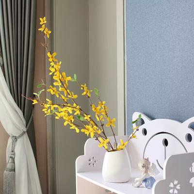 6 Pcs Spring Faux Yellow Flowers Fake Forsythia Stems Artificial Orchids Flowers Silk Forsythia Branches for Home Wedding Indoor Outdoor Decor