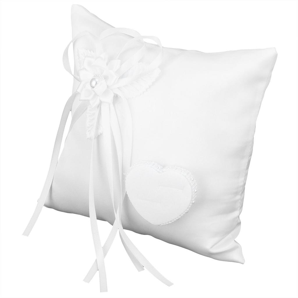 Polštář s bílým prstenem Kamélie ve tvaru srdce prstenový polštářek svatební potřeby pro svatbu večírku