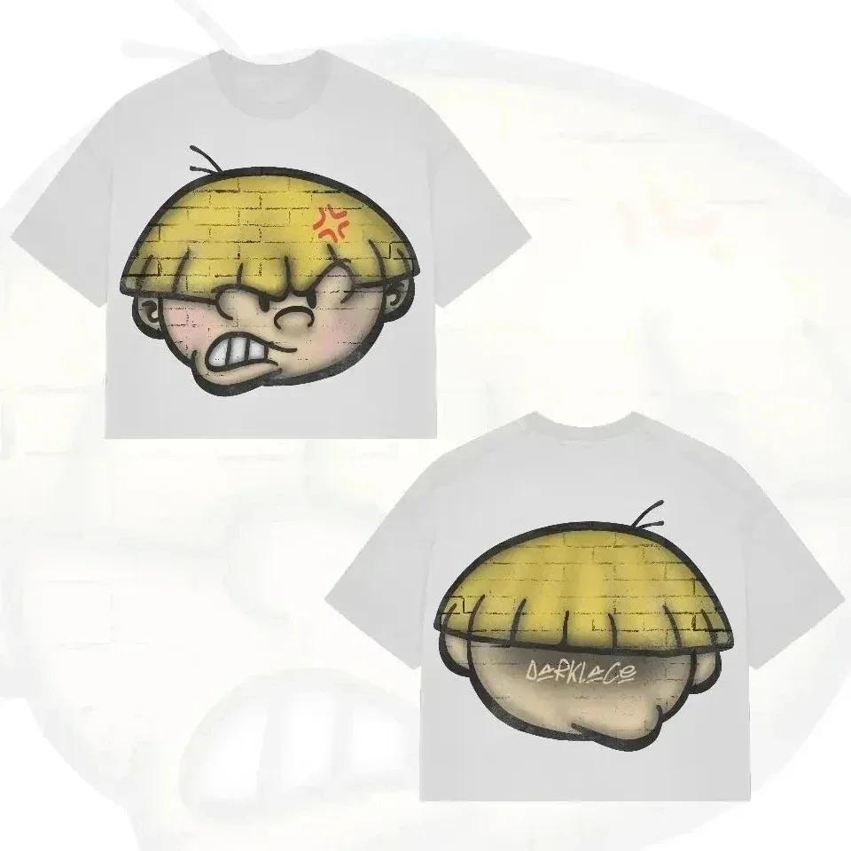 Streetwear Y2K Baumwoll-T-Shirt Harajuku Grafikdruck Oversized Punk Kurzarm-T-Shirt Rock Goth Retro Top Hip Hop Tee Mode