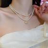 Twist winding multi-layer pearl necklace French retro fashion temperament collarbone chain personalized versatile design sense necklace