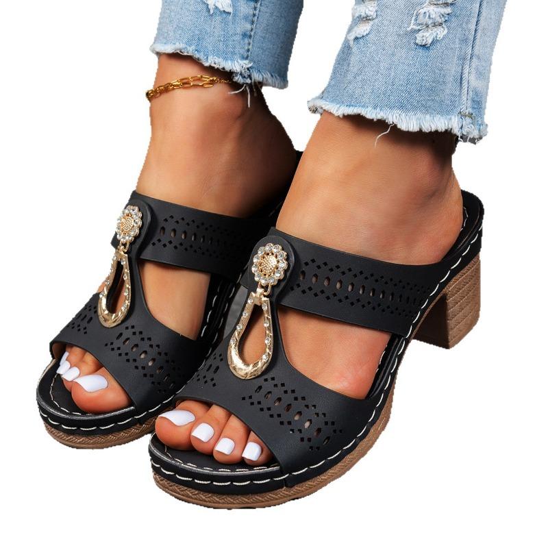 Neue Sommer Damen Übergröße Peeptoe Keilsandalen Dicker Absatz Lässiger Stil