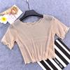 O-hals Korte Mouw Doorzichtig Afgewerkt Cropped Top Dames Doorzichtig Glanzend Mesh T-shirt Streetwear