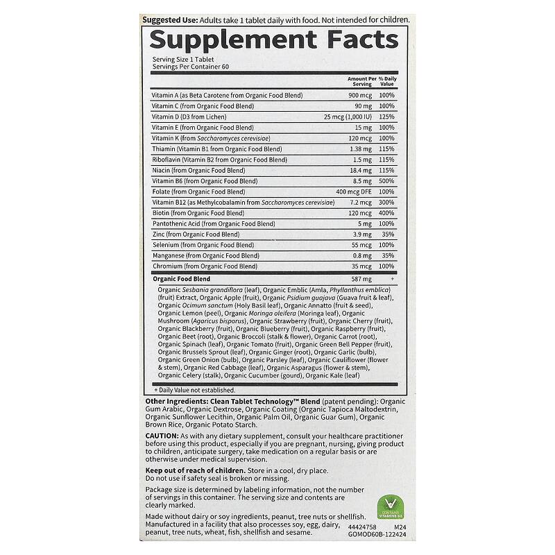 Organics, Men's Once Daily, 60 Vegan Tablets