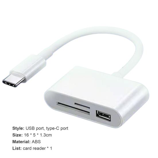 Čtečka karet 3v1 Multifunkční USB 2.0/Type-C U Disk Čtečka TF karet OTG Adaptér pro mobilní telefon