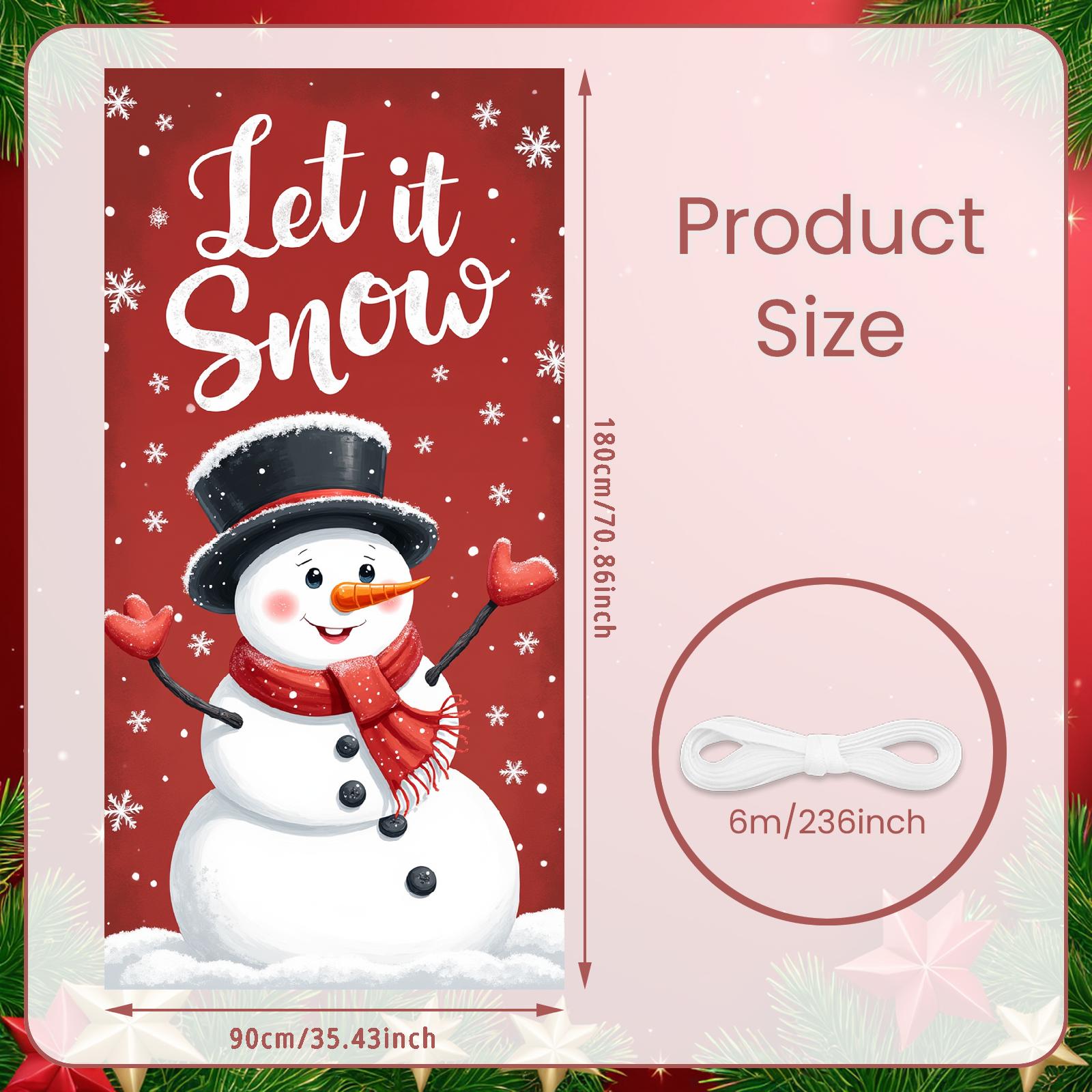 

Winter Banner Whimsical Christmas Banner Seasonal Decor Red Background Snowman Decoration For Christmas Party Holiday Gathering