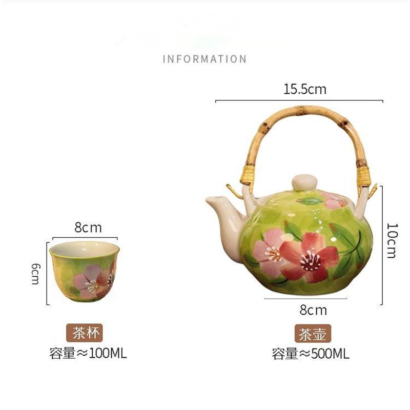 Keramik Blumen Teegeschirr 1 Teekanne mit 4 Teetassen Schöne Hochwertige Porzellan Kanne Tassen Set Geschenk Dropshipping