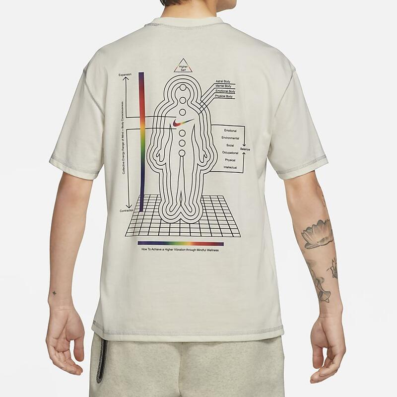 Nike Vêtements de sport Homme Série Basketball Athlétique Décontracté Anti-humidité Stretch Respirant T-shirt à manches courtes Homme Hauts Beige clair DD1413-901