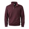 Mens Stand Collar Buttoned Waffle Grid Long Sleeve Casual Sweatshirt