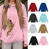 Fall Winter Hoodie Women Pet Pouch Hoodie, Oversized Hooded Sweatshirt with Kangaroo Pouch, Dog Cat Carrying Pullover Top for