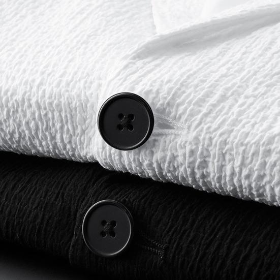 2 Pcs/Set Men Coat Pants Set Striped Pleated Drawstring Elastic Waist Soft Loose