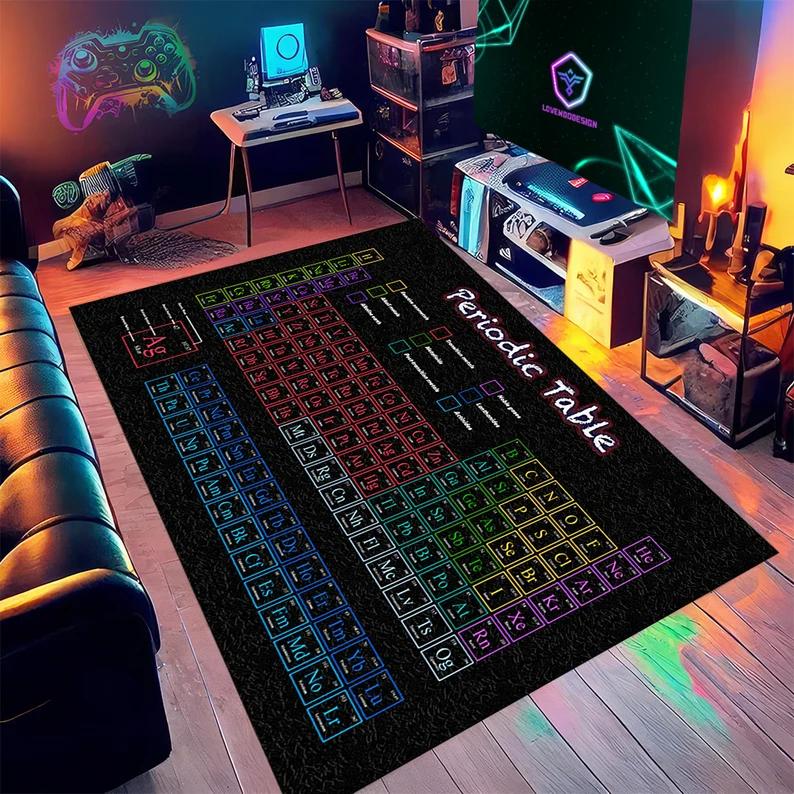 Periodic Table Area Rug Washable Chemical Element Living Room Bedroom Carpet Home Decoration Carpet