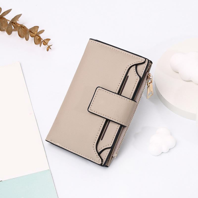 Short Multi-Functional Wallet Large Capacity Folding Zipper Bag Multi-Card Slot Leather Wallet/Coin Purse