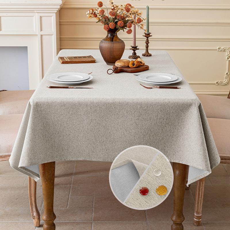Cotton and Linen Three-proof Tablecloth Waterproof and Dustproof Solid Color Rectangular Tablecloth Coffee Dining Table Cloth