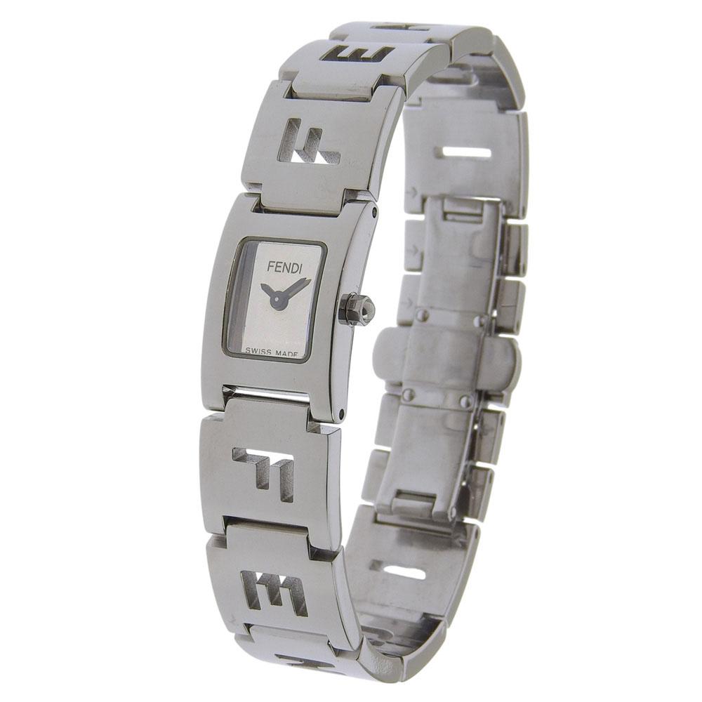 Fendi Logo Watches 3150L SilverDial Stainless Steel Quartz Analog Display Women Used