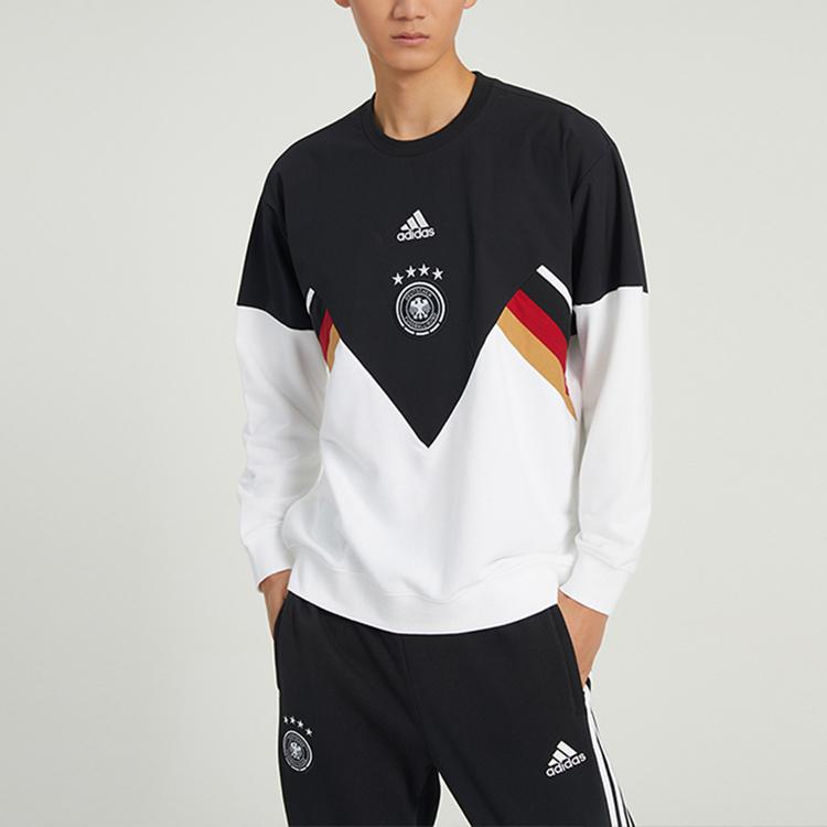 Adidas Colorblock Logo Print Long Sleeve Sweatshirt Men Tops Black White HF4064