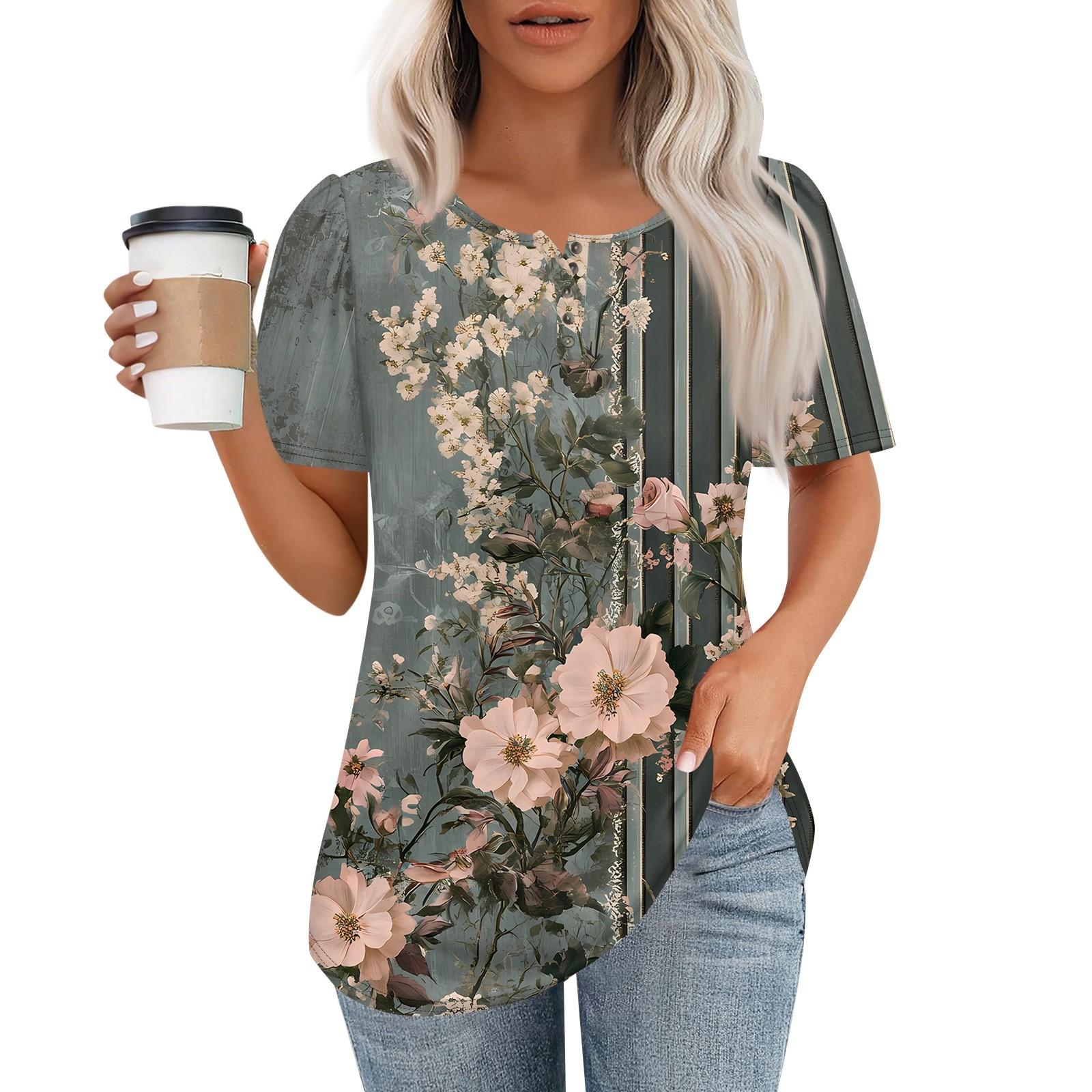 

Жіночий модний повсякденний пуловер з принтом на ґудзиках і круглим вирізом XXL Темно-синій