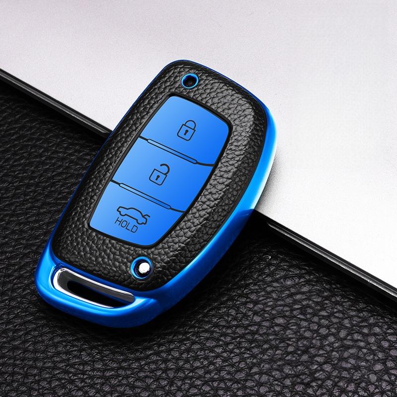 

Кожаный ТПУ Чехол для Смарт-Ключа Автомобиля для Hyundai Elantra I10 I20 I30 HB20 IX25 IX35 IX45 TUCSON Avante Чехол-Ракушка Держатель style A синий