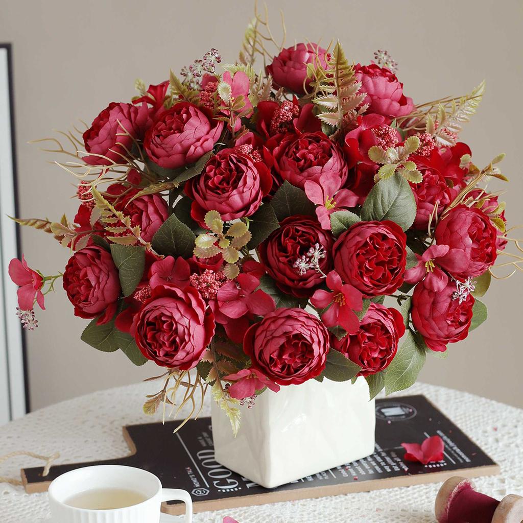 Artificial Flowers Silk Peony High Quality Festival Wreath Decora Home Room Table Garden Wedding Wreath Brial Bouquet Diy Gifts