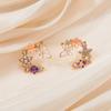 Korean Fashion Flower Butterfly Stud Earrings For Women AAA Zircon Exquisite Leaves Pearl Crystal Earring Party Wedding Jewelry