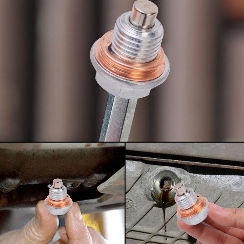Magnetic Oil Drain Plug M12 X 1.25 Neodymium Magnet Stainless Steel Bolt with Seal Ring Heavy Duty Oil Plug for Toyota Nissan