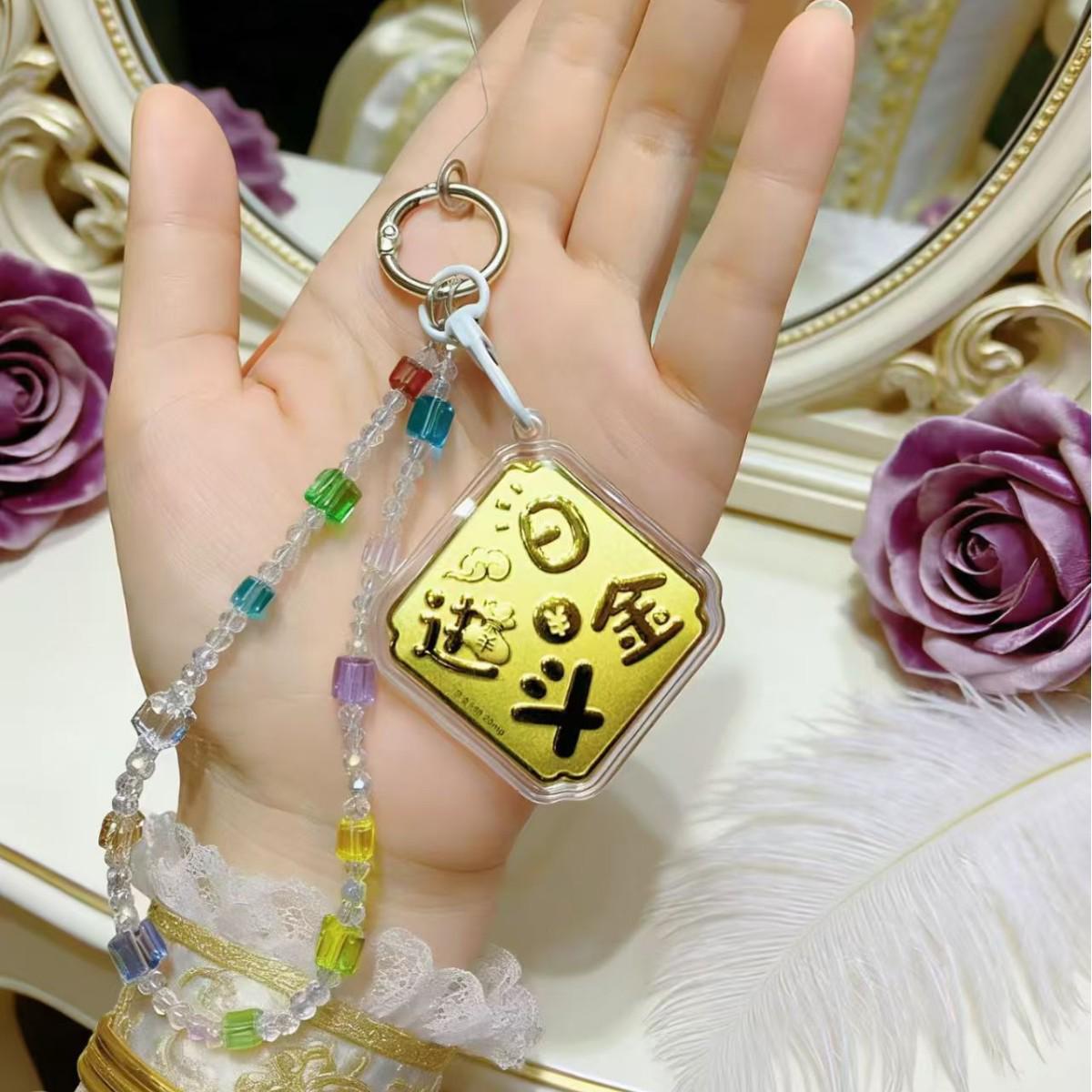 999 Pure Gold Wealth & Success Phone Charm Pendant for Daily Prosperity
