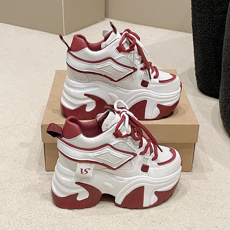 Fashion Women Casual Platform Sneakers 9.5CM High Heels Summer Sports Mesh Dad Shoes Breathable Trainers Chunky Sneakers Zapatos Mujer