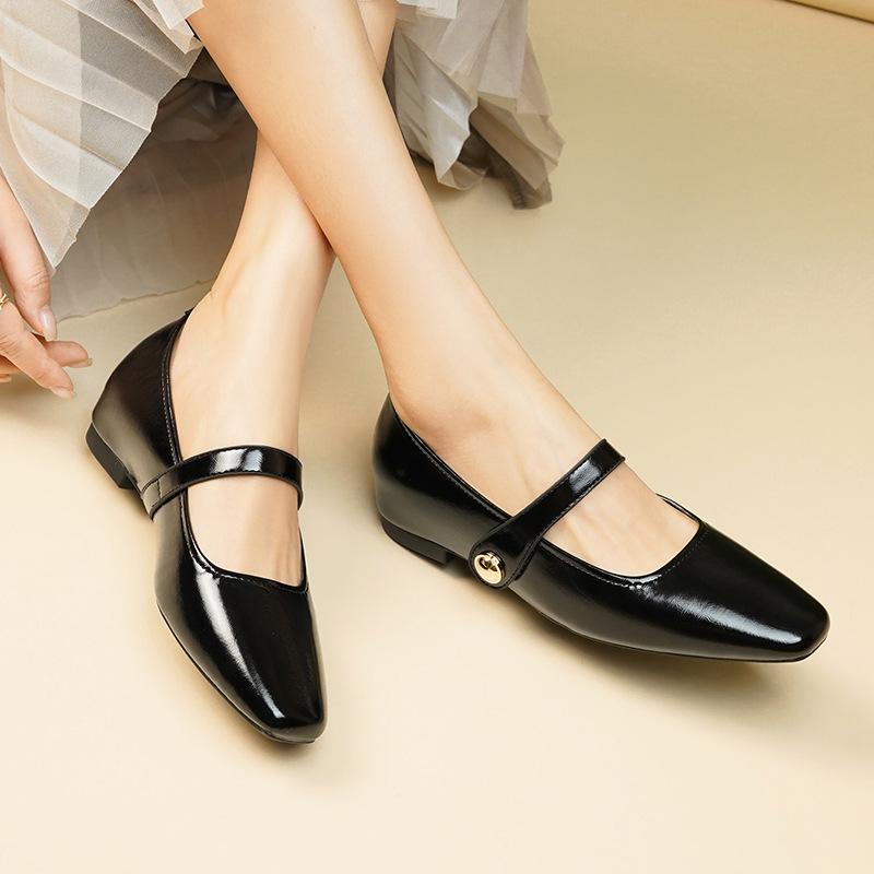 Vintage Mary Jane shoes one-button thick-heeled shoes women's professional Mary Jane shoes