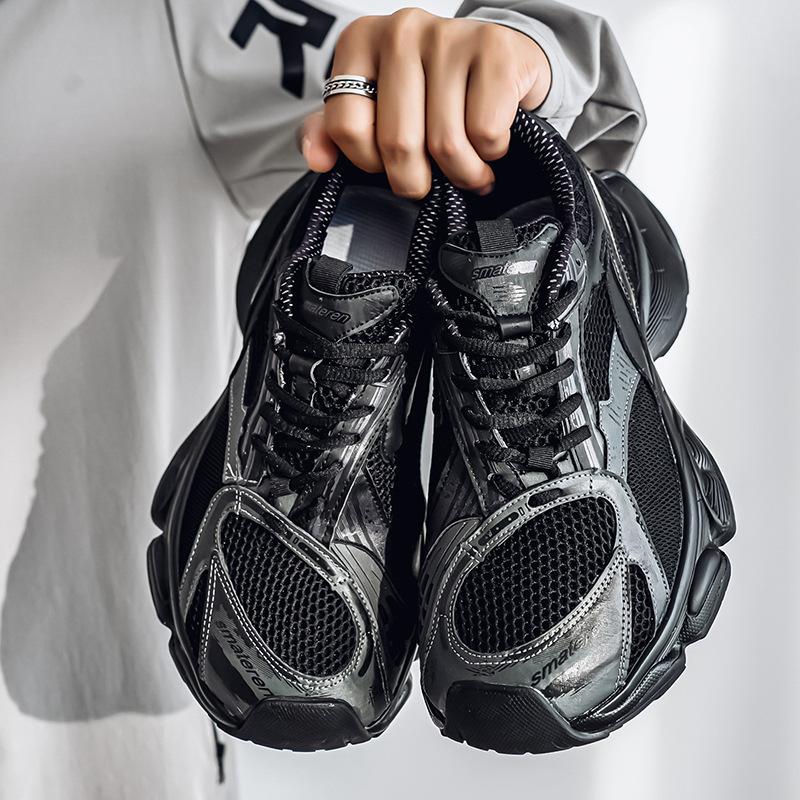 

Men s contrasting color trend platform dad shoes outdoor student lace-up casual shoes four seasons fashion mesh sneakers 44