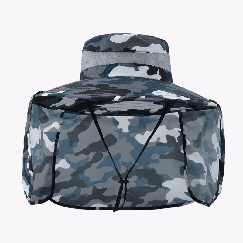 Outdoor Camouflage Bucket Hats With Neck Flap Women Men Summer Quick Drying UV Protection Sun Hat Removable Shawl Fisherman Caps
