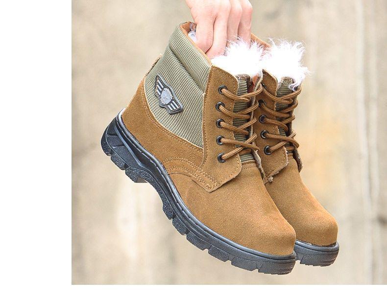 Men's Genuine Fur Wool Snow Boots - Thick, Warm, Cold-Proof, High-Top Outdoor Work Shoes