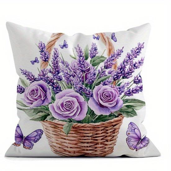 Paarse Lavendel Fietskussenhoes Polyester Kussensloop Bankkussens Decoratieve Sierkussens Woondecoratie Kussenhoes 40x40cm