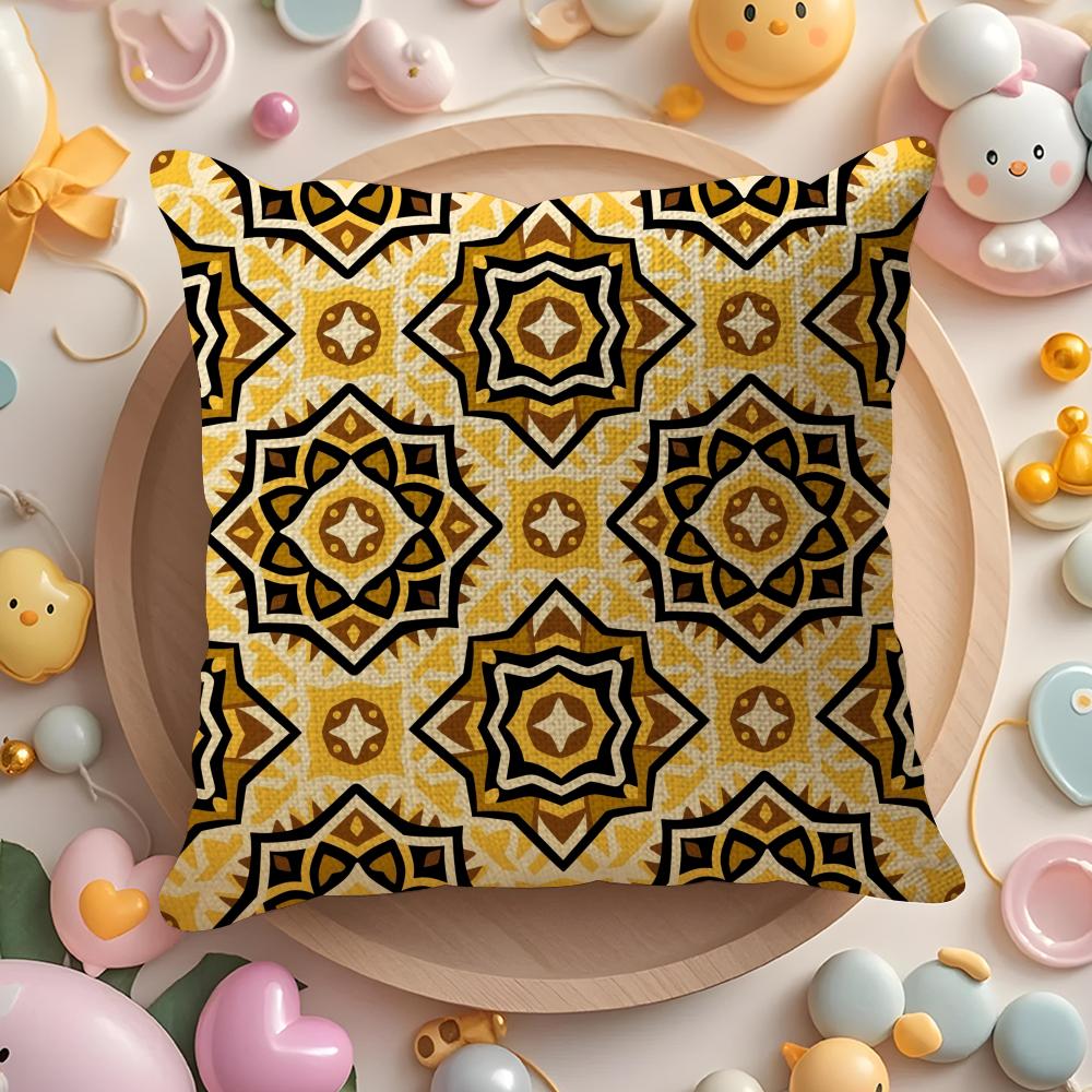 Luxury Golden Pattern Cushion Cover DoubleSided Printed Organic Linen Pillow Cover Decorative for Sofa Home