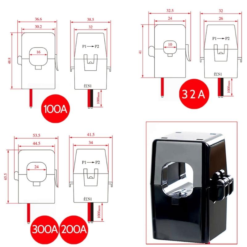 Kompakte Strommesszange, geteilte Strommesszange, Stromsensoren 50 Hz–60 Hz, geeignet für Strommessungen