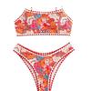 Europäischer & Amerikanischer Floraler Trägerloser Camisole High-Waist Bikini Badeanzug für Damen