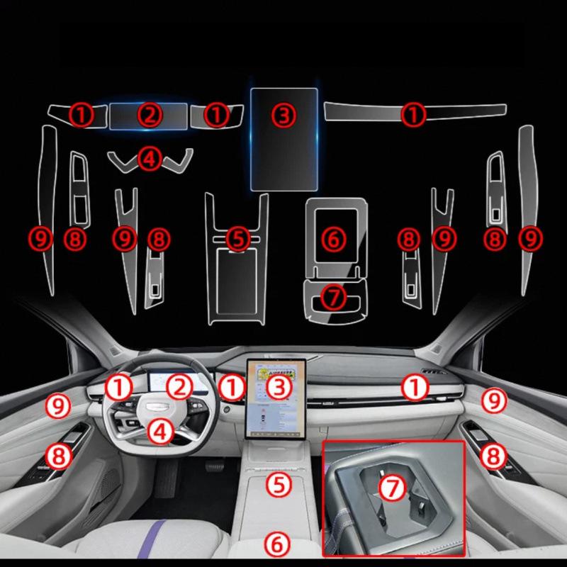 Geely Xingrui L Interior Film: TPU Protective Screen Film for 24 Models' Central Control Decoration