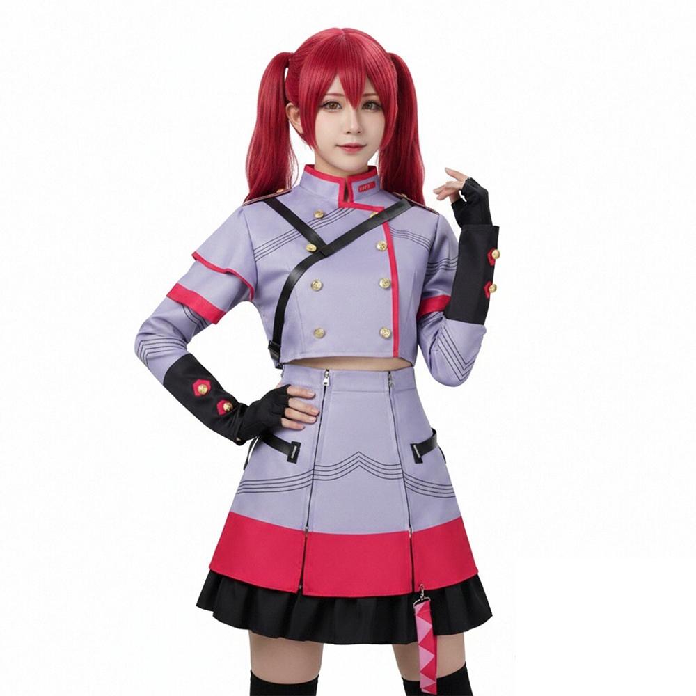 Anime Cosplay Costume Military Uniform Cosplay Costumes For Women Purple Red Full Set With Accessory Halloween Conventions