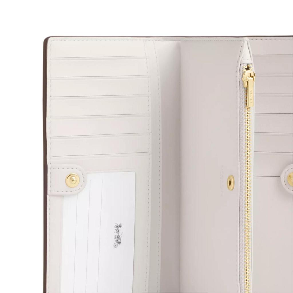 Coach Signature Canvas 18 Metal Logo Zipper Wallet Women wallet Beige White CW661-IMXDM