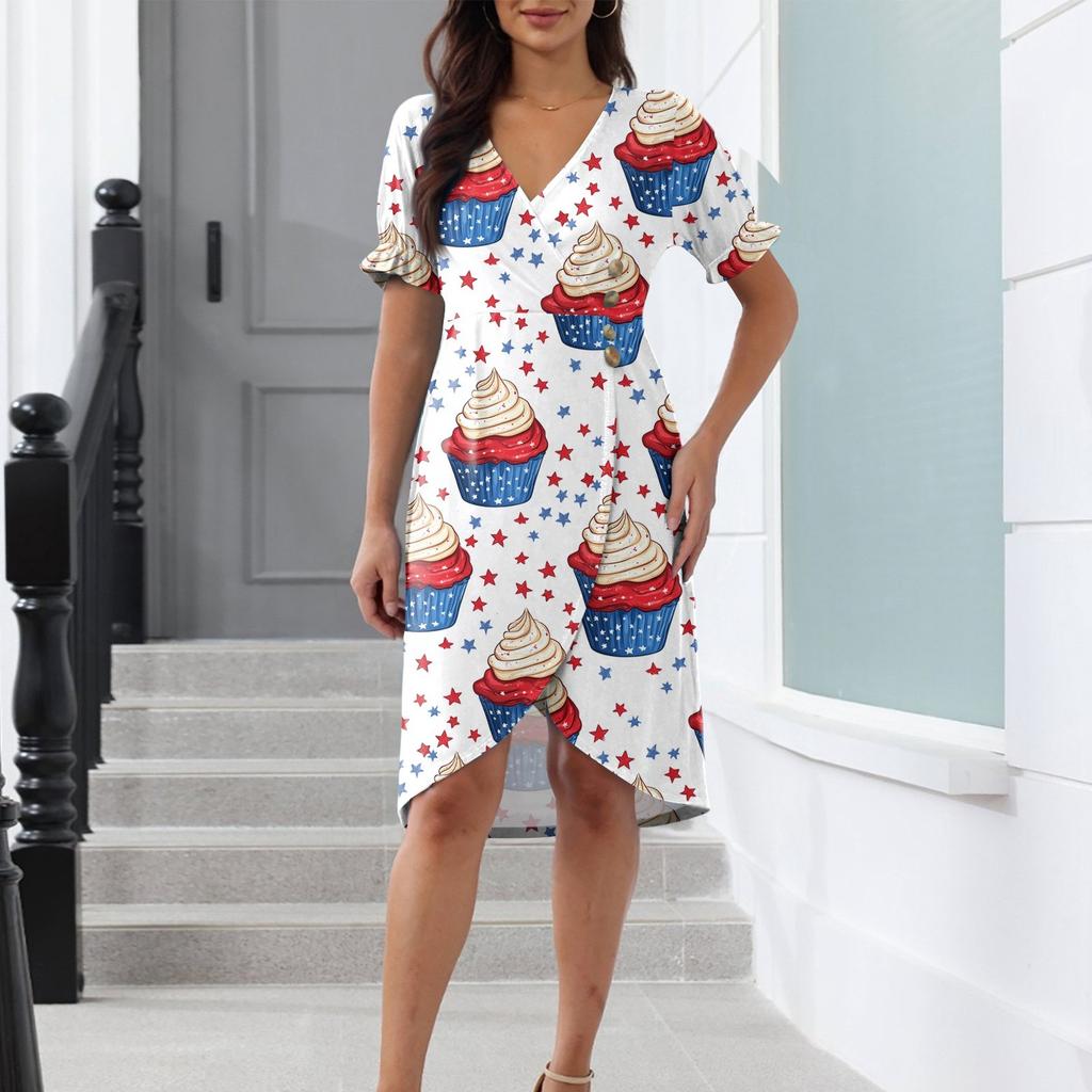 Beach Dresses For Women Spring Summer Elegant Wrap V Neck Floral Boho Dress Flowy Ruched Hawaiian Maxi Dress