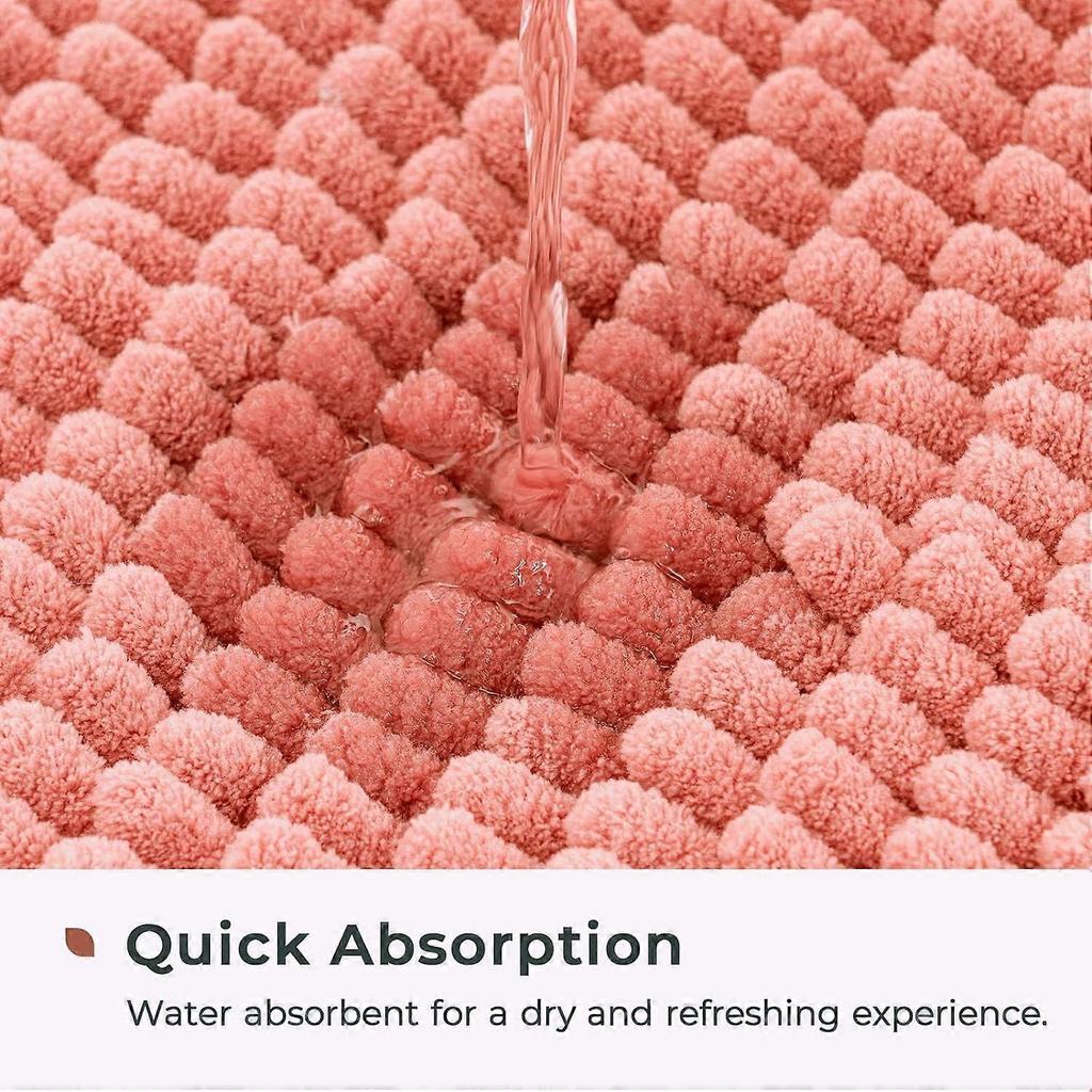 Chenille Bathroom Rug 24"x17", Non-Slip & Washable, Soft Shag Microfiber Bath Mat Compatible with Standard Bathtubs