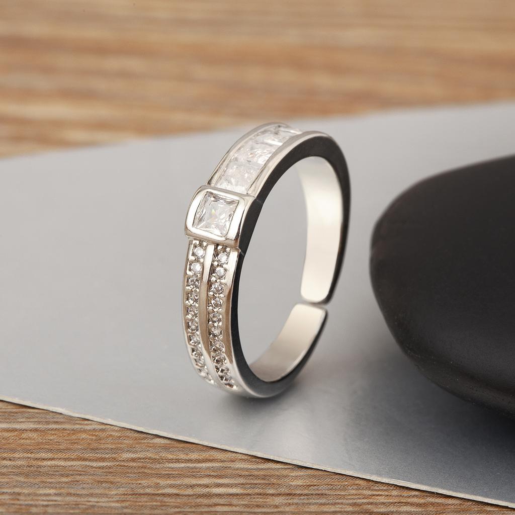 Nidin Classic New Design Inlaid Colorful Zircon Rings For Female Male Aesthetic Adjustable Finger Jewelry Anniversary Party Gift