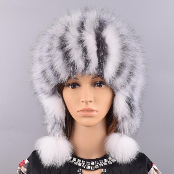 Fox Fur Hats For Women Winter Warm Natural Geniune Real Fur Hats with Earflaps Handsewn Fashionable Bomber Hat Ushanka