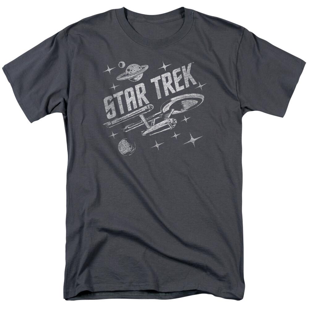 Star Trek Through Space T Shirt Licensed Sci-Fi TV Classic Tee New Charcoal XXXL